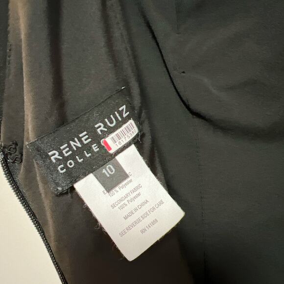 Rene Ruiz Hand-Draped Black Gown A-Line Sleeveless Size 10 - Picture 7 of 8